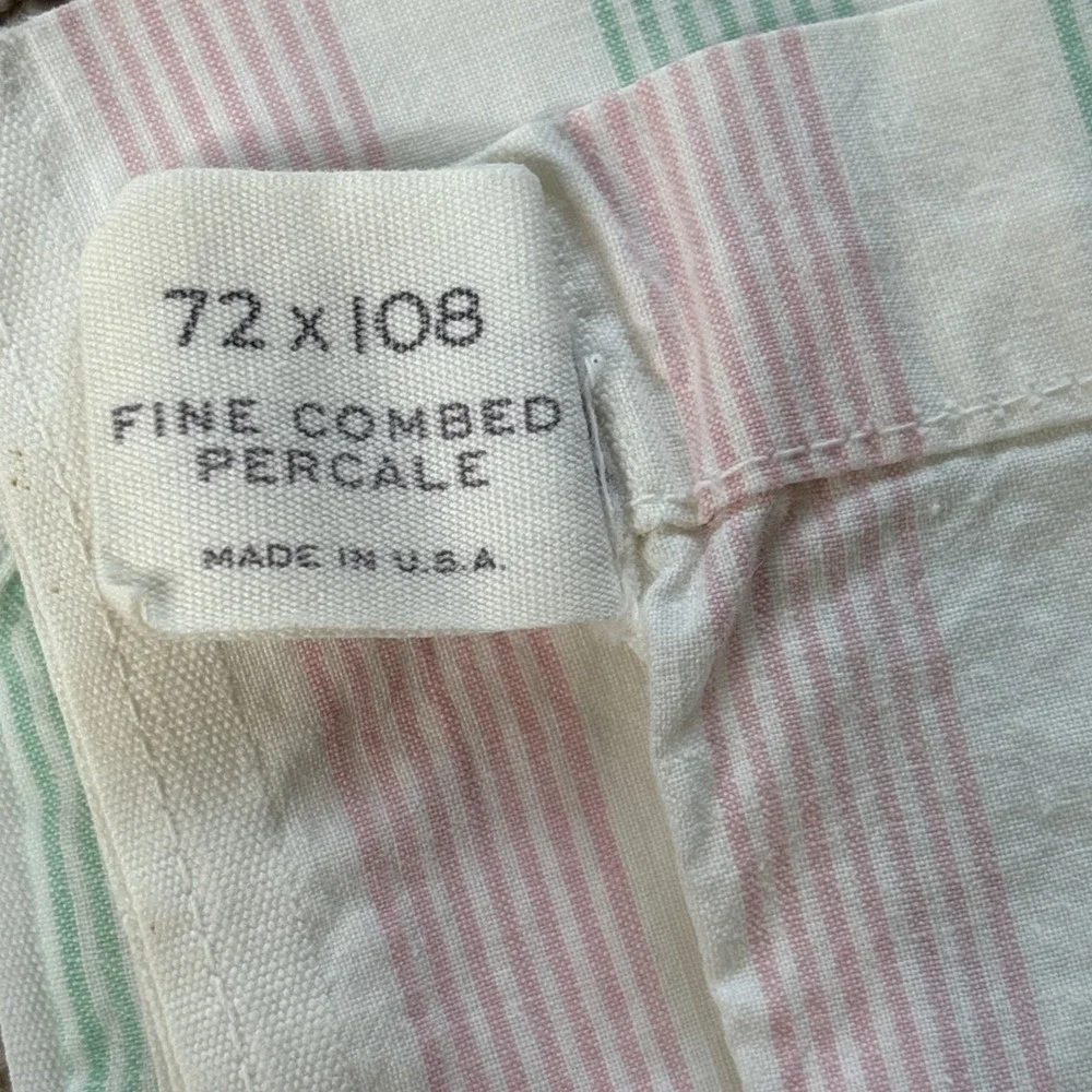 Vtg Fieldcrest Twin Flat Fitted Sheet Set Pastel Candy Stripe‎ Mitered Corners